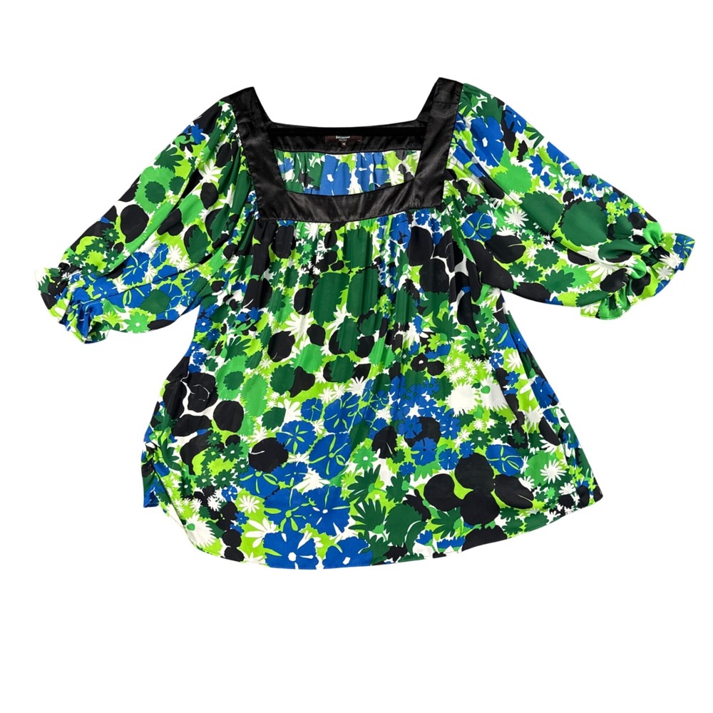 Belissimo New York Womens‎ Floral Square Neck Tunic Top Y2K Artsy 1X